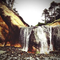 View of water flowing through rocks