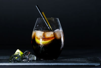 Close-up of drink in glass on table