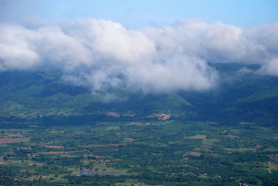Scenic view of landscape against cloudy sky