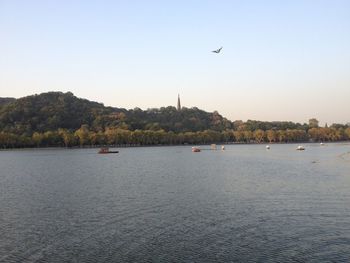 Scenic view of sea against clear sky