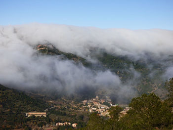 Scenic view of mountains against clear sky