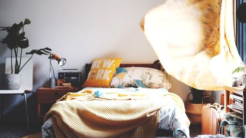 Close-up of mannequin on table at home