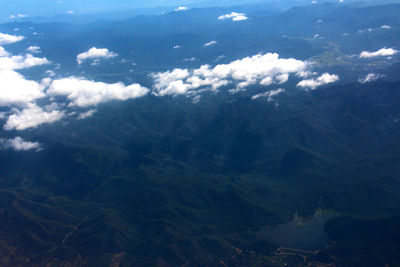 High angle view of mountains against sky