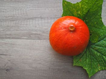 High angle view of orange on table
