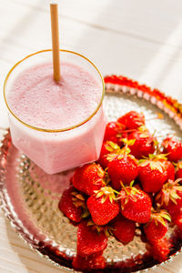 Close-up of strawberries on table