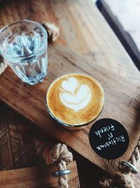 High angle view of coffee on table