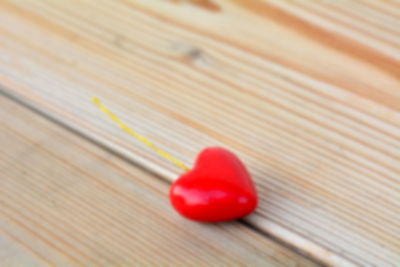 Close-up of heart shape on table