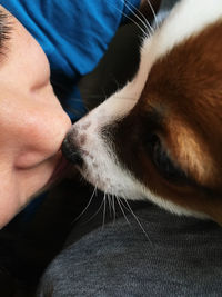 Close-up of man with dog