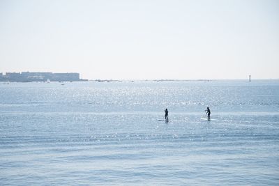 Scenic view of sea against clear sky