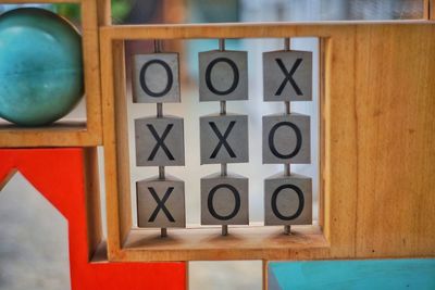 Close-up of text on wall