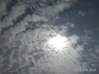 Low angle view of clouds in sky