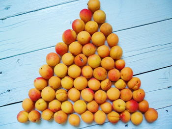 High angle view of oranges on table