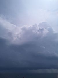 Low angle view of storm clouds over sea