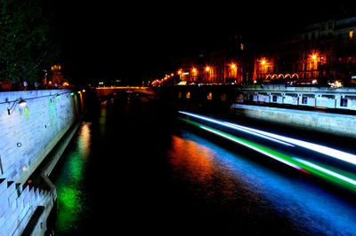 Light trails on street at night