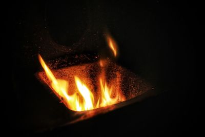 Close-up of illuminated fire
