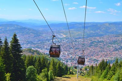 Cable car on the mountain - trebevic, near sarajevo in bosnia and herzegovina. travel during summer 