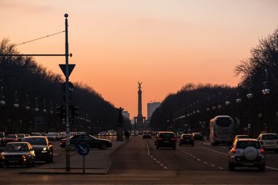 View of city at sunset