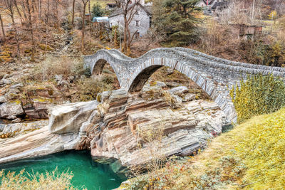 Arch bridge over river