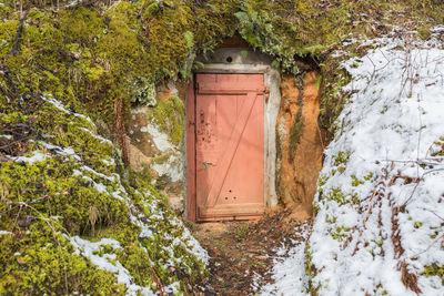 Closed door of building