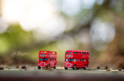 Close-up of toy car on table
