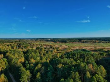 Scenic view of landscape against blue sky