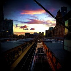 Railroad track at sunset