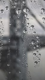 Full frame shot of raindrops on glass window