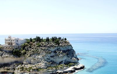 Scenic view of sea against clear sky