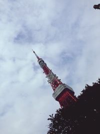 Low angle view of tree against cloudy sky