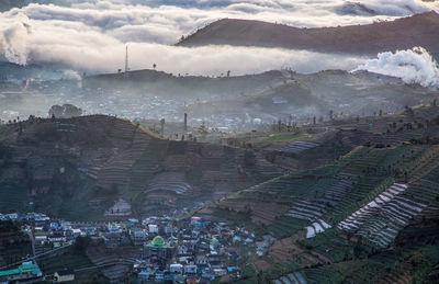 High angle view of townscape against sky