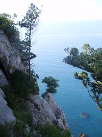 Scenic view of sea and rocks