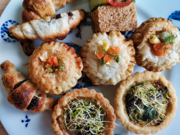 High angle view of seafood in plate on table