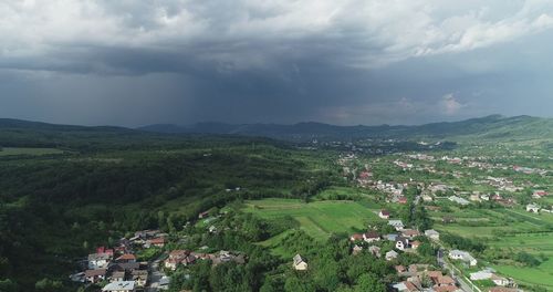 High angle view of townscape against sky