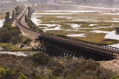 High angle view of bridge over river