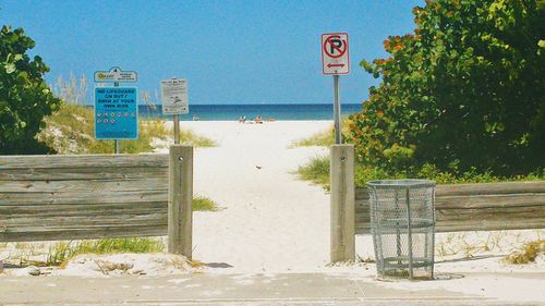 View of beach against blue sky