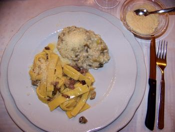 High angle view of meal served in plate