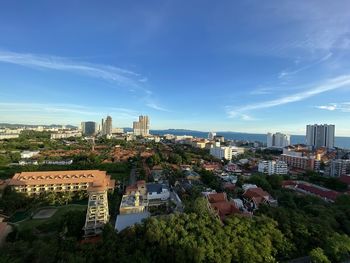 High angle view of townscape against sky