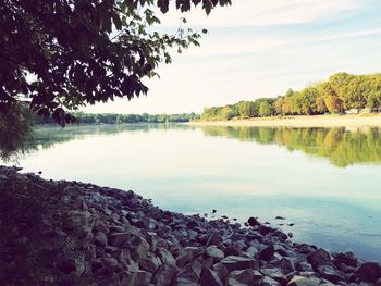 Scenic view of lake against sky