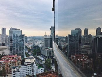 High angle view of cityscape against sky