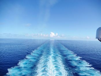 Scenic view of sea against blue sky