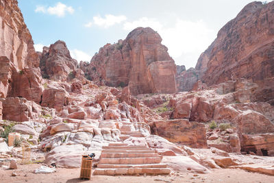 View of rocks with mountain in background