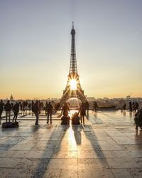 People at town square during sunset