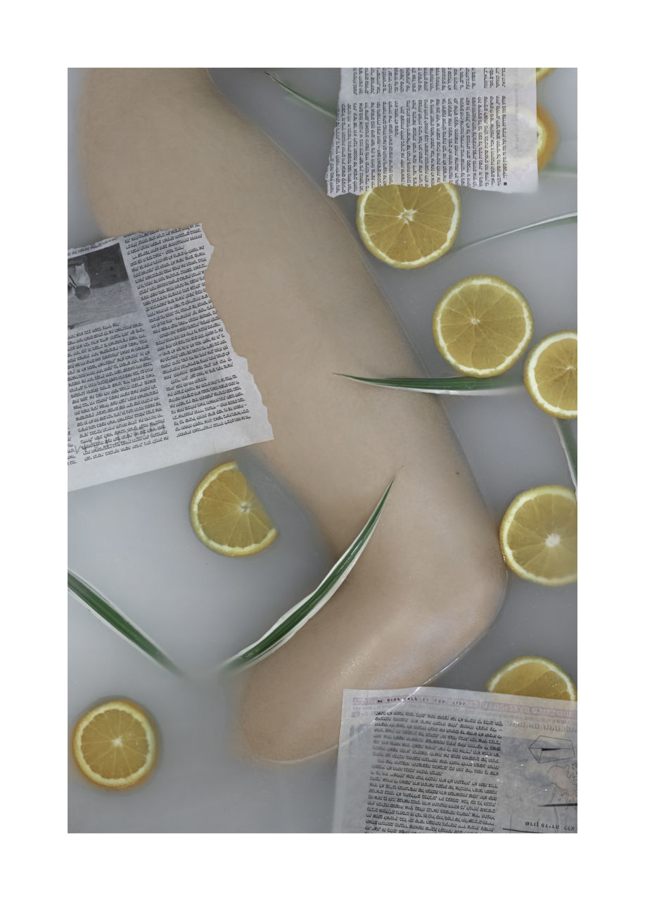 HIGH ANGLE VIEW OF FRUITS AND COFFEE ON TABLE