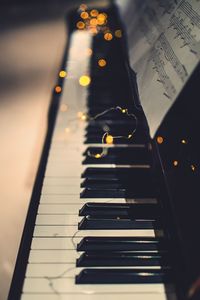 Close-up of piano keys