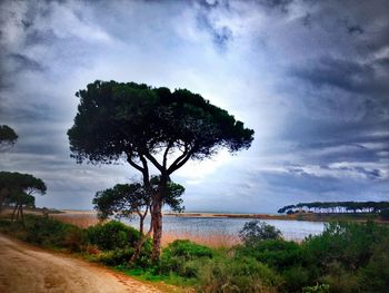 Scenic view of sea against cloudy sky