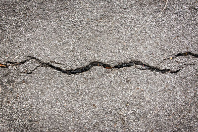 High angle view of cracked road