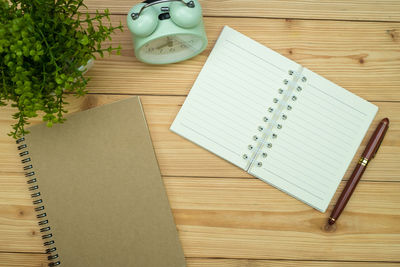 High angle view of pen on table