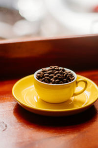 Close-up of coffee on table