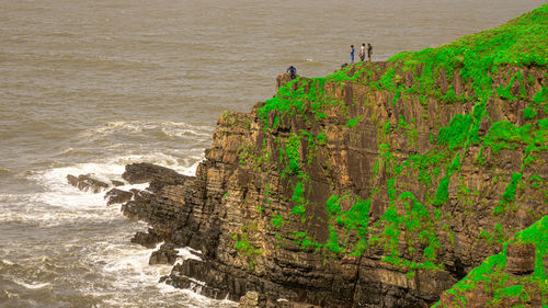 High angle view of people on beach