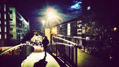 View of illuminated city at night